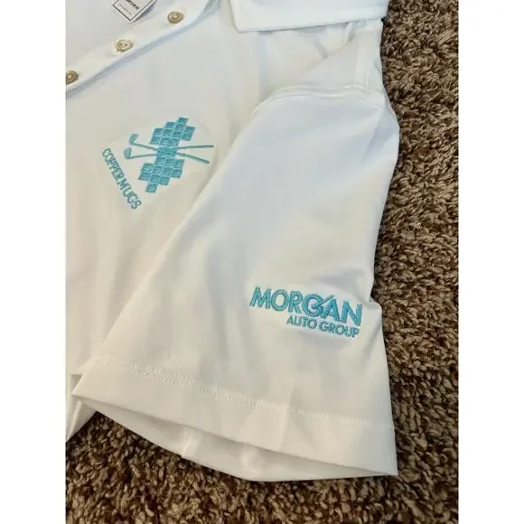 NWT Peter Millar Women’s Medium Golf Polo White UPF 50+ Embroidered Logo - Picture 7 of 10